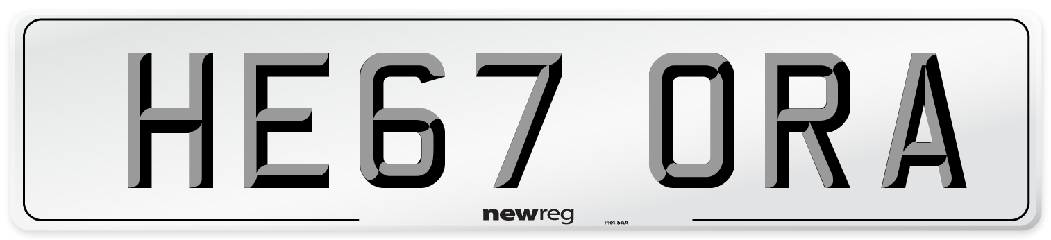 HE67 ORA Number Plate from New Reg